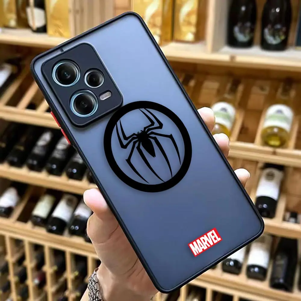 thumbnail image 1 of Matte Case for Redmi NOTE 12 11 10 11S 10S 9 9S 9T 8 7 6 5 4 3PRO PLUS 4G 5G Case Funda Coque Shell Marvel Logo Lron Spider-Aan, 1 of 5