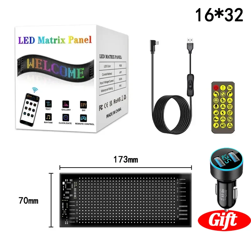 16x32 LEDs 7x17 CM