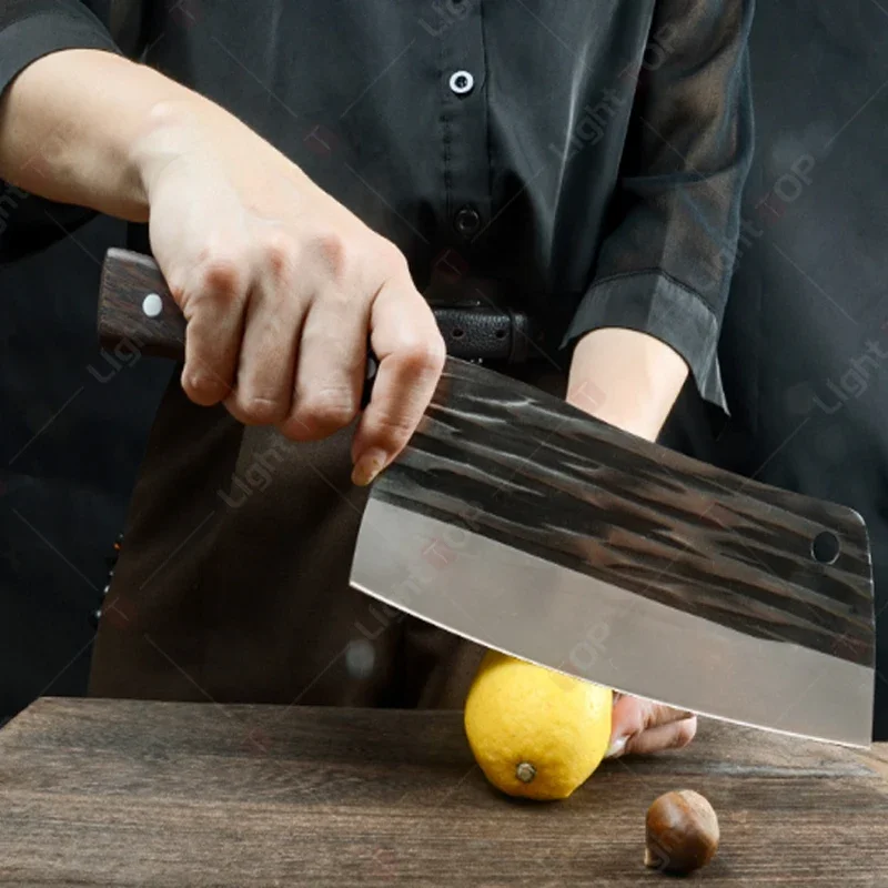 Description Picture 5 of itemProfessional Chinese Knife Handmade Forged Kitchen Knife Plastic handle Butcher Cleaver Chopping Bone Knife Kitchen Accessories