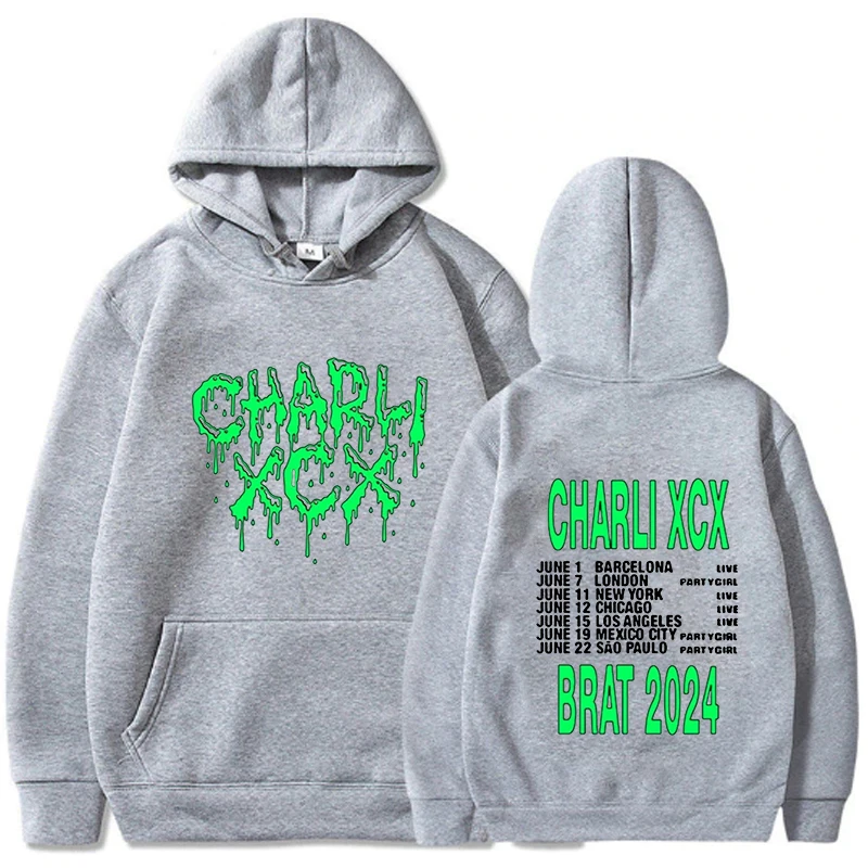 Charli Xcx Brat 2024 후드티 남녀공용, 후드 스웻셔츠, 캐주얼 긴팔, 하라주쿠 그래픽 풀오버, 후드 남성 상의