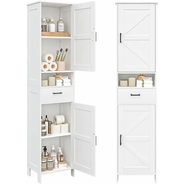 Homhedy 67 H Tall Bathroom Storage Cabinet，Storage Cabinet