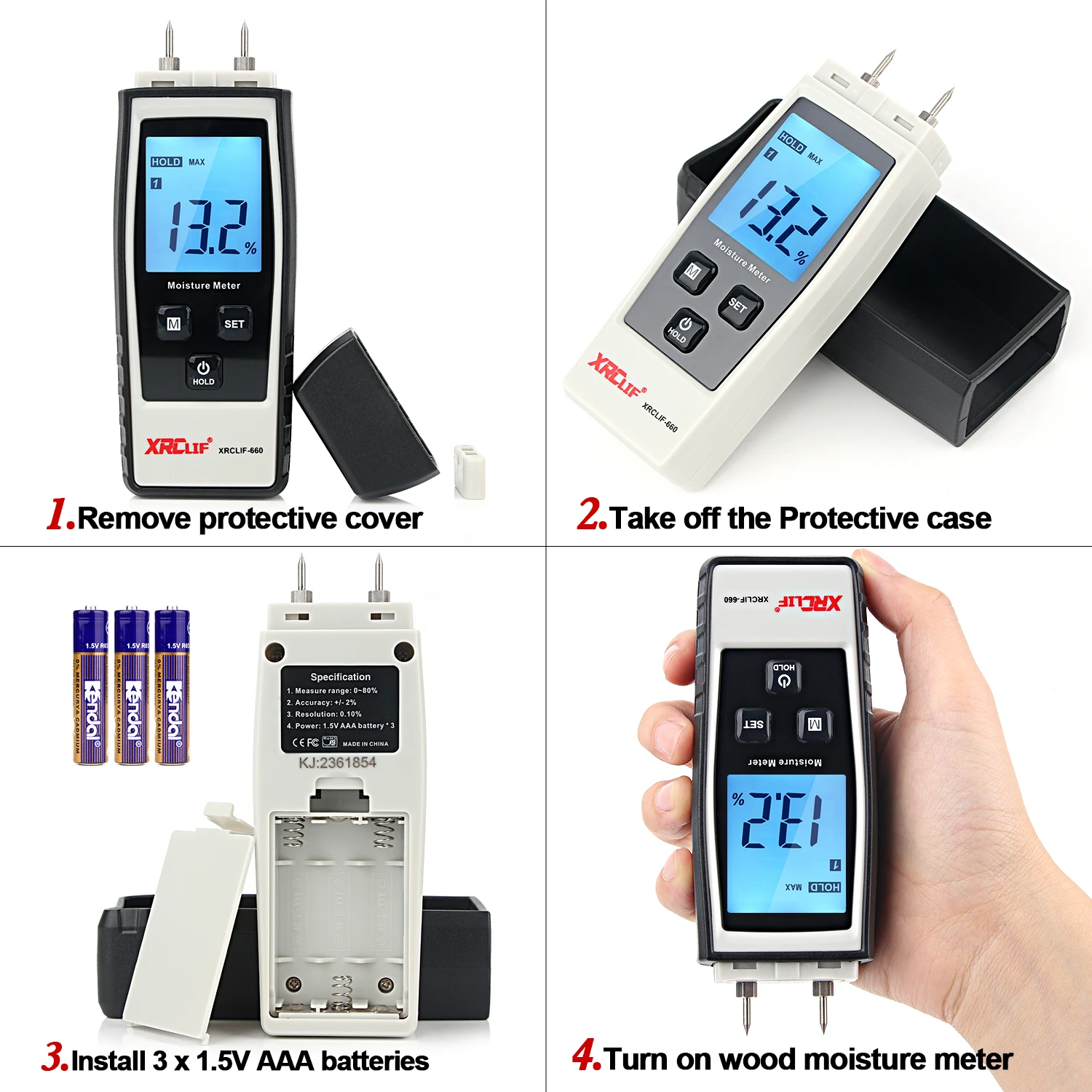 Wood Moisture Meter Handheld Digital for Concrete Woodworking carton Building Material,wood moisture meter