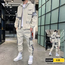 

Jacket men's spring and autumn suit new Korean version trend sports casual handsome two-piece suit