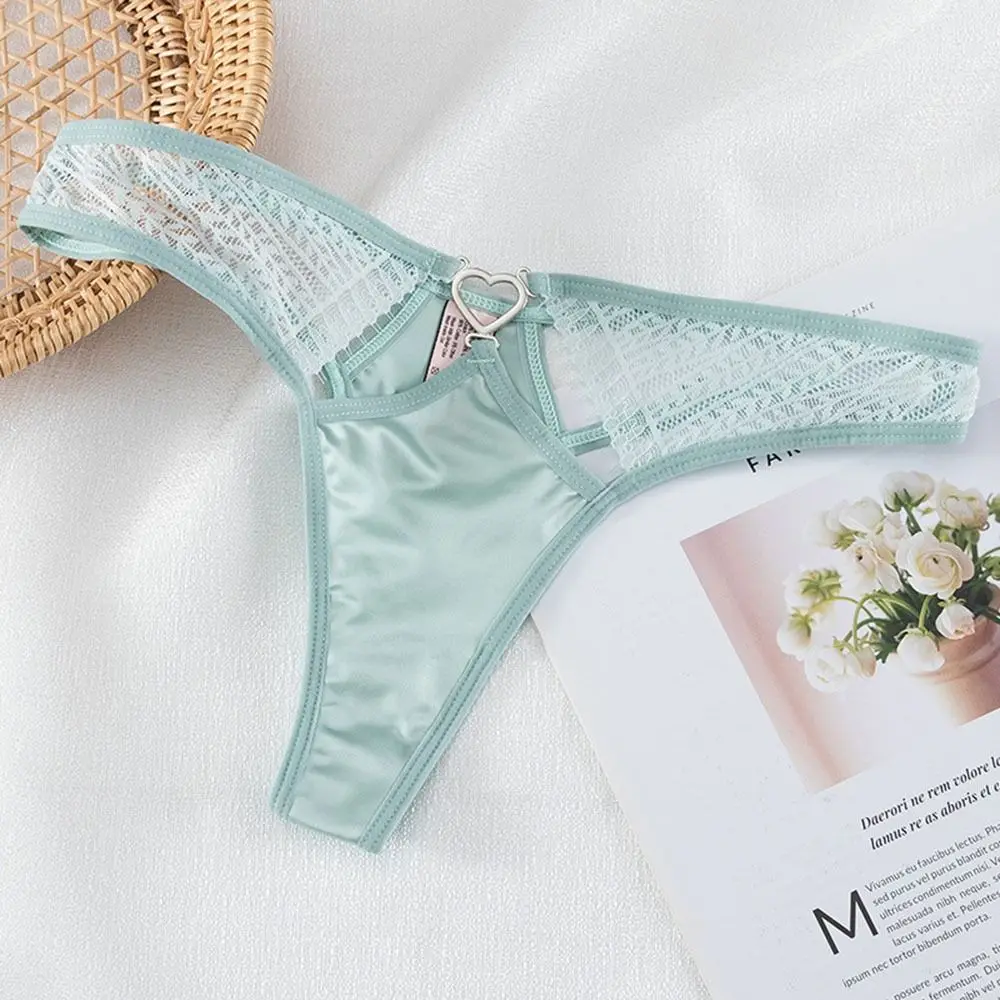 

Hollow Fashion Solid Color Love Heart Temptation Underpants Underwear Briefs Women Thong Lace Panties Female Lingerie