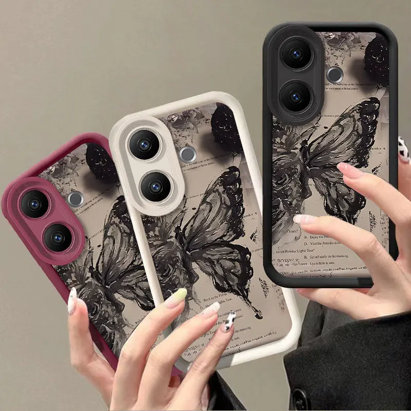 Flexible Silicone Shockproof Case with Scrawl Butterfly Print Pattern