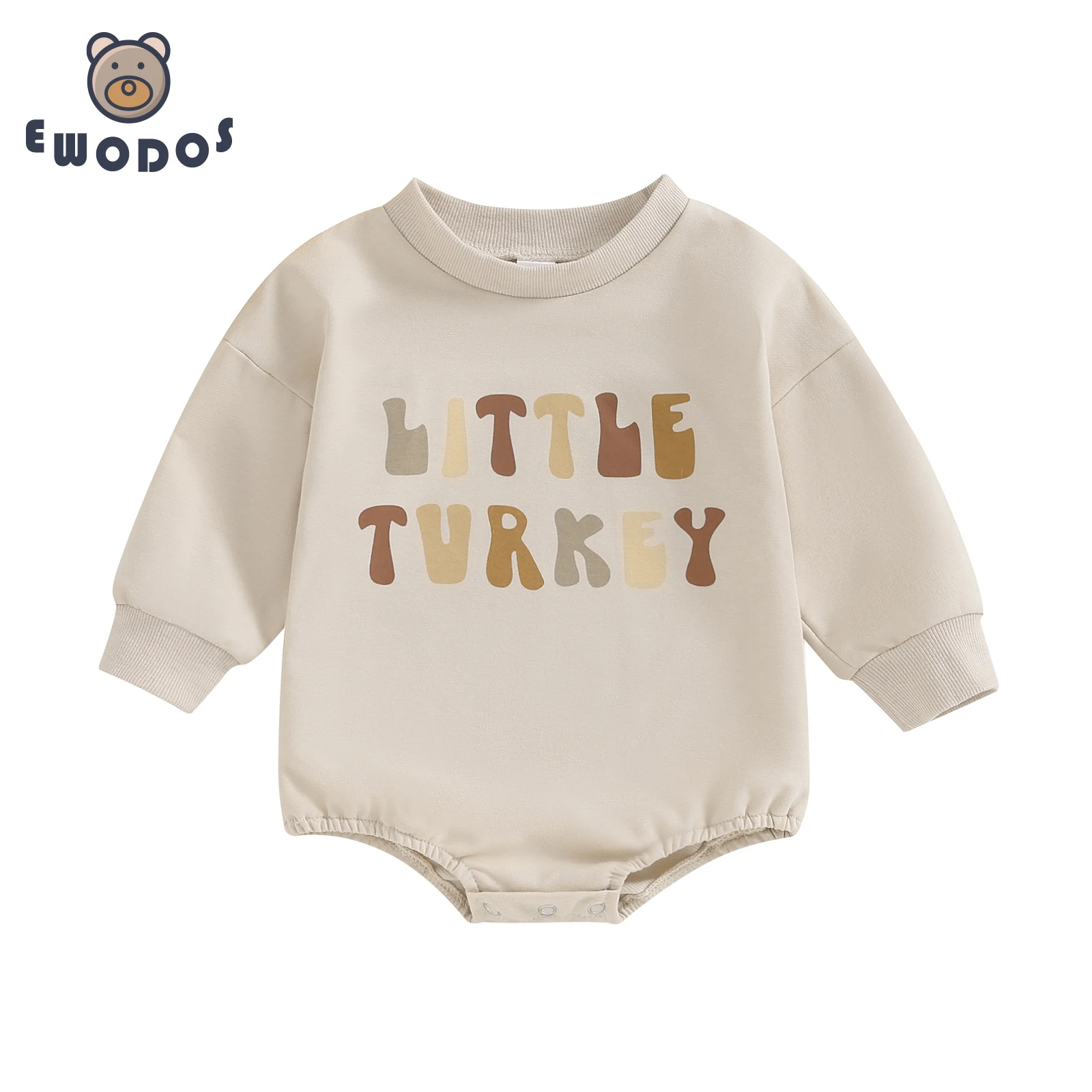 

EWODOS Toddler Baby Girls Casual Fall Bodysuits Crewneck Jumpsuits Infant Long Sleeve Letter Print Babies Thanksgiving Clothes