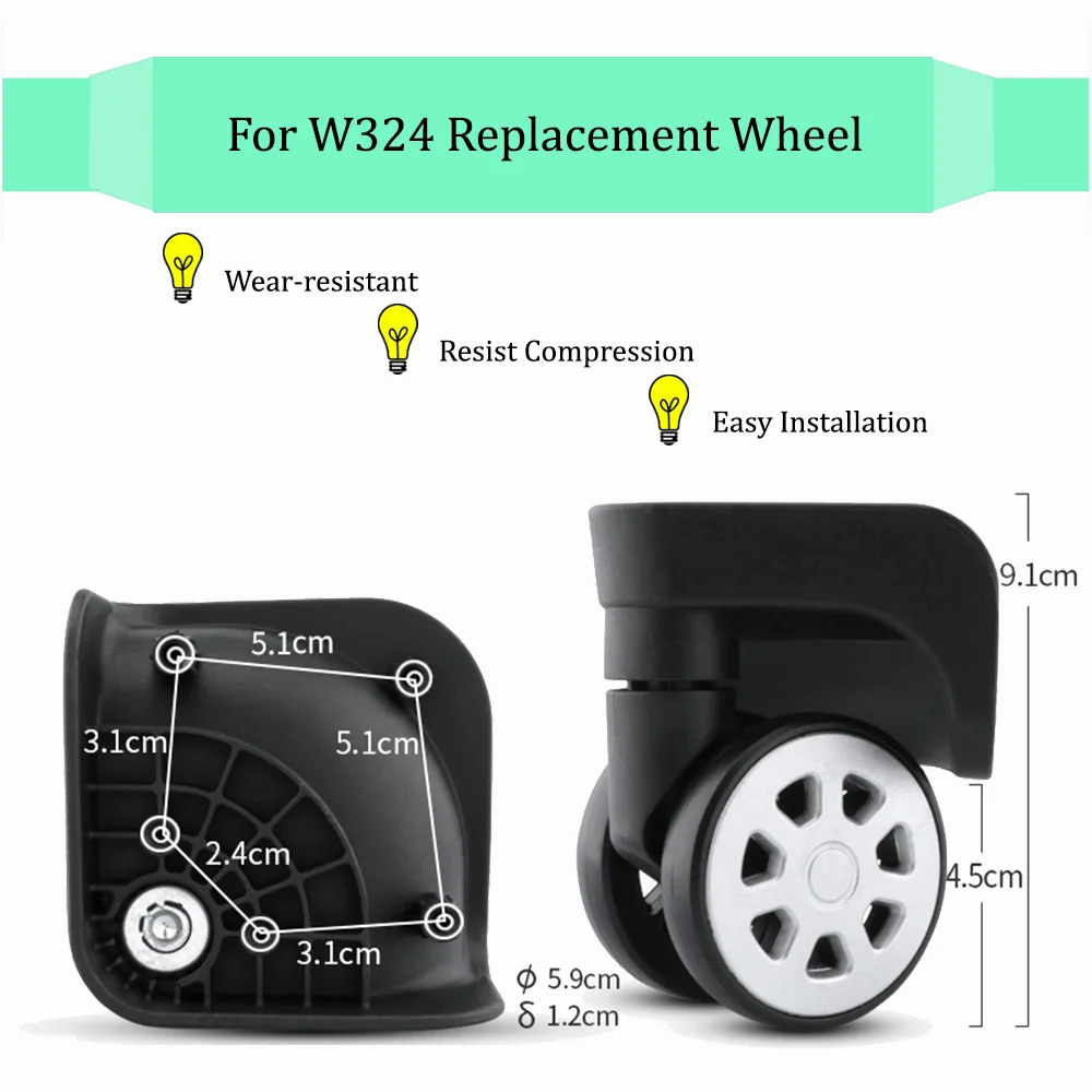 Suitable For W324 Luggage Wheel Convenient Case Wheel Pulley Sliding Casters Universal Wheel Repair Slient Wear-resistant
