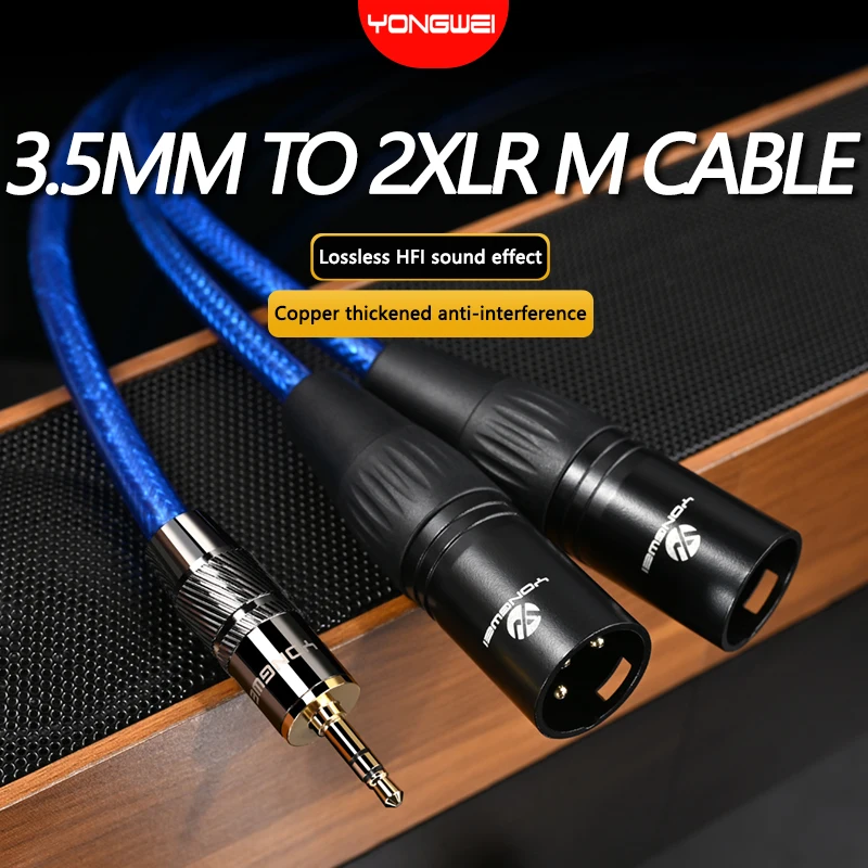 

YONGWEI Hifi 3.5mm To 2XLR Cable Hi-End OFC 3.5mm To Dual XLR Male To Male for Cellphones Computer Connect Mixer Amplifier