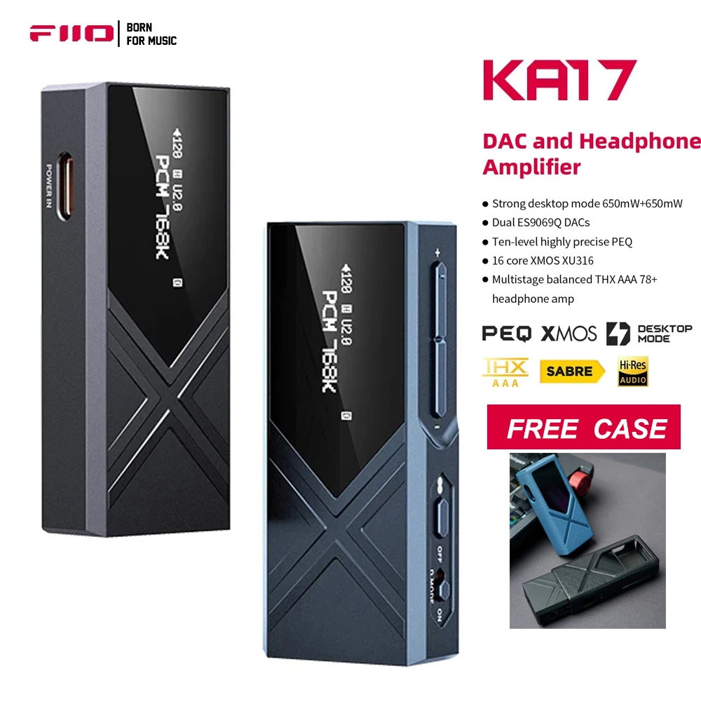 

Портативный USB DAC аудио Hi-Fi декодер FiiO KA17, двойной выход ES9069Q PCM768 DSD512 3,5/4,4 мм для Android iOS Mac Win10