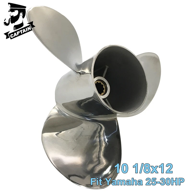 Captain Boat Outboard Propeller 10 1/8x12 Fit Yamaha Engines F25HP 20HP
