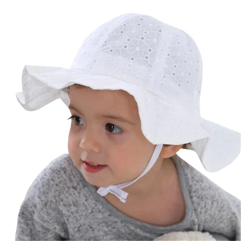 New Summer Panama Baby Sun Hat Outdoor Baby Girls Hat Lace Bowknot Cotton Baby Hat Kids Sun Caps Toddler Sunscreen Cap 6