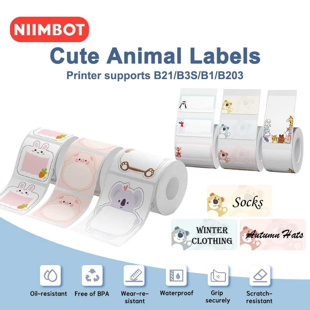 NIIMBOT-Papier Thermique Pour Imprimante D'étiquettes, Autocollant Adhésif Blanc Transparent, Rouleaux De Prix Pour Codes-barres Et Bijoux, B21 B1 B3S