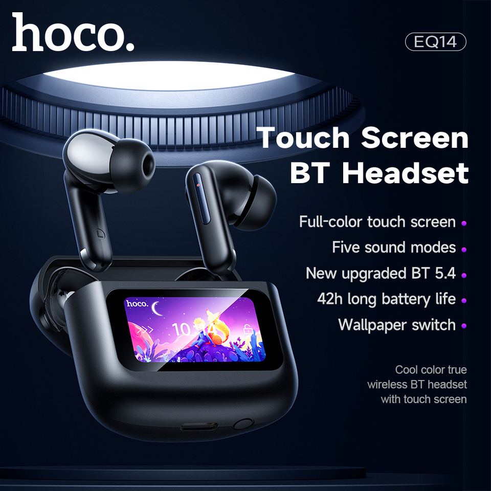 HOCO New True Wireless Bluetooth 5.4 Earphones with Smart LED Touch Screen Charging Box HiFi Stereo Music Sports In-Ear Earbuds