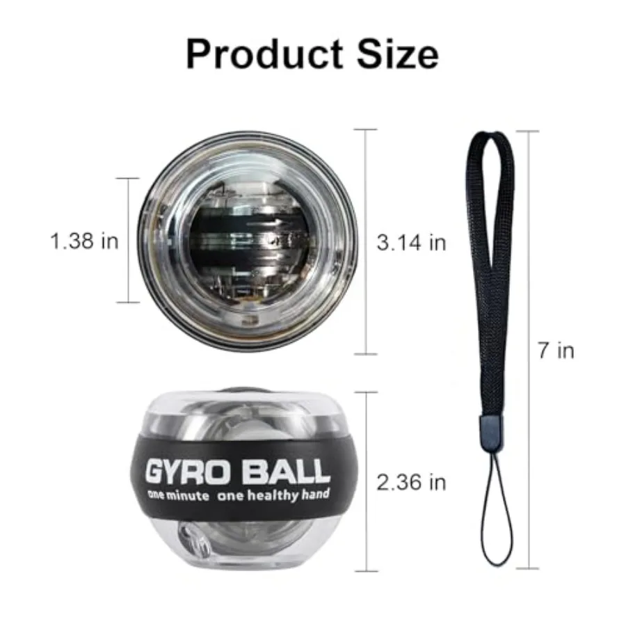 4pcs Gyro Ball Wrist Exerciser, Forearm Trainer, Gyroscopic Ball for Stronger Arms, Wrists and Fingers with LED Lights