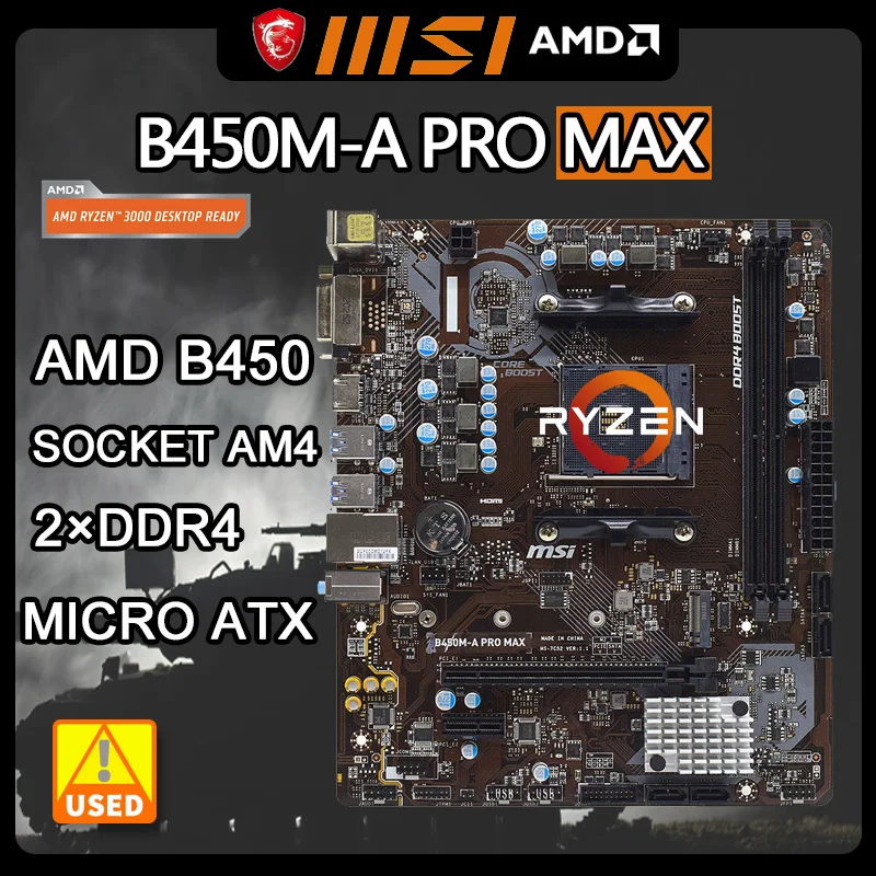 MSI B450M-A PRO MAX AM4 지지대 RYZEN 5 5600 CPU, B450M 마더보드, DDR4 32GB AMD B450 PCI-E 3.0 M.2 USB3.2 HDMI 마이크로 ATX
