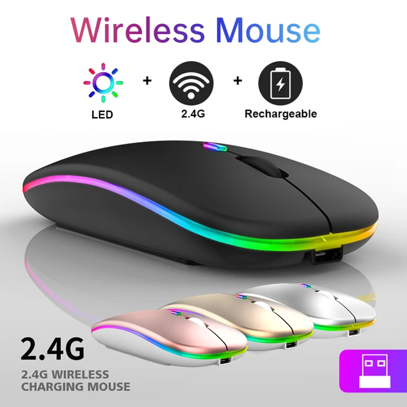 2.4G Wireless Mouse for Computer PC Laptop iPad Tablet with RGB Backlight Mice Ergonomic