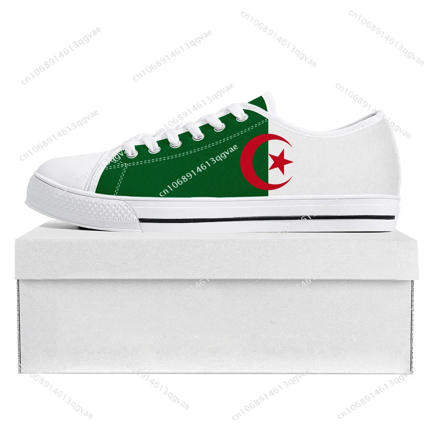 Algerian Flag Low Top High Quality Sneakers Mens Womens Teenager Canvas Sneaker Algeria Casual Couple Shoes Custom Shoe White
