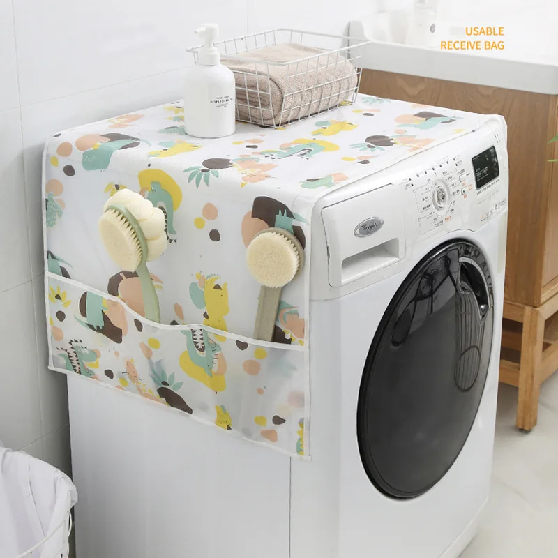 

Household Washing MachineCabinet Dust Protection Cover Refrigerator Dust Cover with Storage Bag Washable Printing Multi-purpose