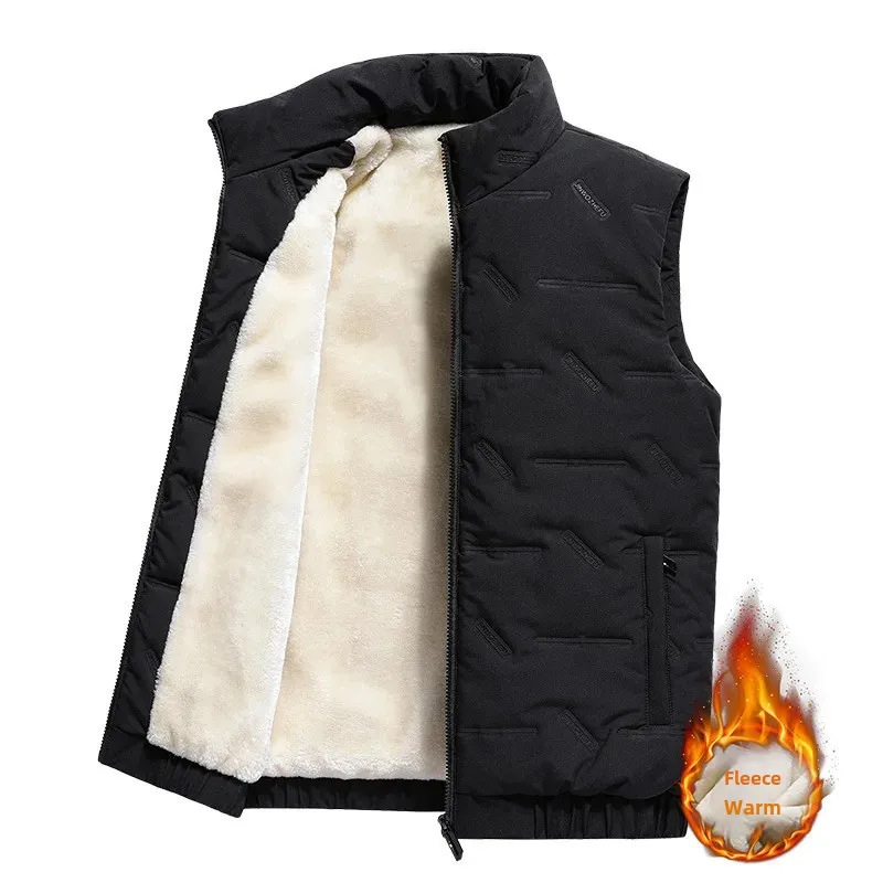 Autumn Winter Warm Men's Thickened Vest Trendy Wear-Outer Jacket Sleeveless Shoulder Vest Motorcycle Rider