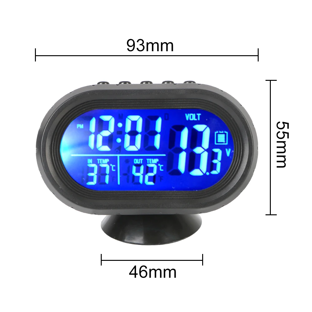 Interior Accessories 3 In 1 Car Voltmeter Thermometer car clock thermometer car voltmeter thermometer Backlight LCD Digital Noctilucous Clock 12V/24V Car Electronic