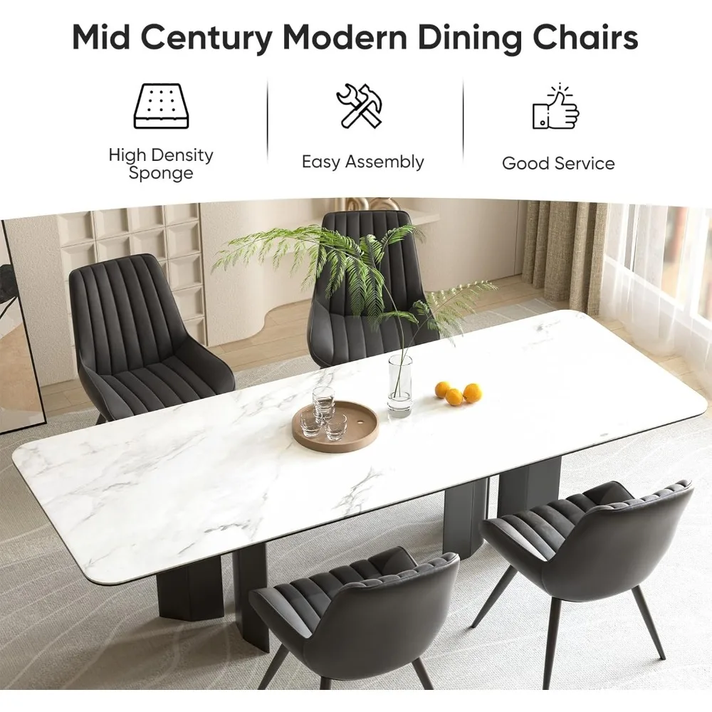 Modern Dining Chairs Set of 6,Comfy Dining Room Chairs with Thick Cushions, Upholstered Fabric Kitchen Side Chairs with Metal 4