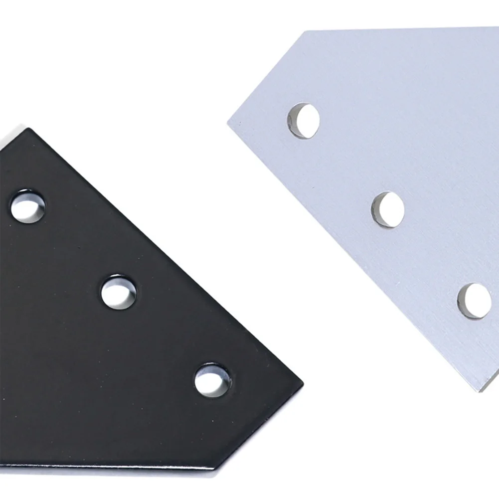 1pc 5 Hole Joint Board Plate Corner Angle Bracket Connection Joint Strip 90 Degree For Aluminum Profile Black/Silver