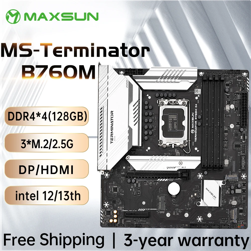 MAXSUN Motherboard Terminator B760M D4 4 SATA3 3 M 2 4 DDR4 128GB maxsun-motherboard-terminator-b760m-d4-4-sata3-3-m-2-4-ddr4-128gb