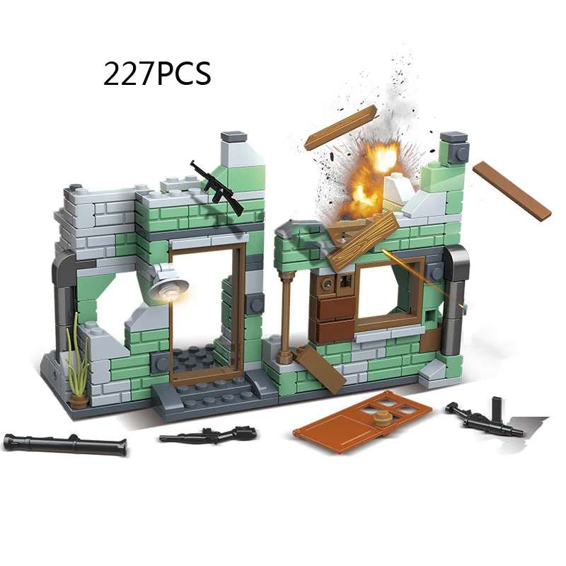 World War 4in1 Warfare Military Building Block WW2 Army Figures Brick WILLYS Jeeps Crossing Battlefield Toys For Boys Gifts