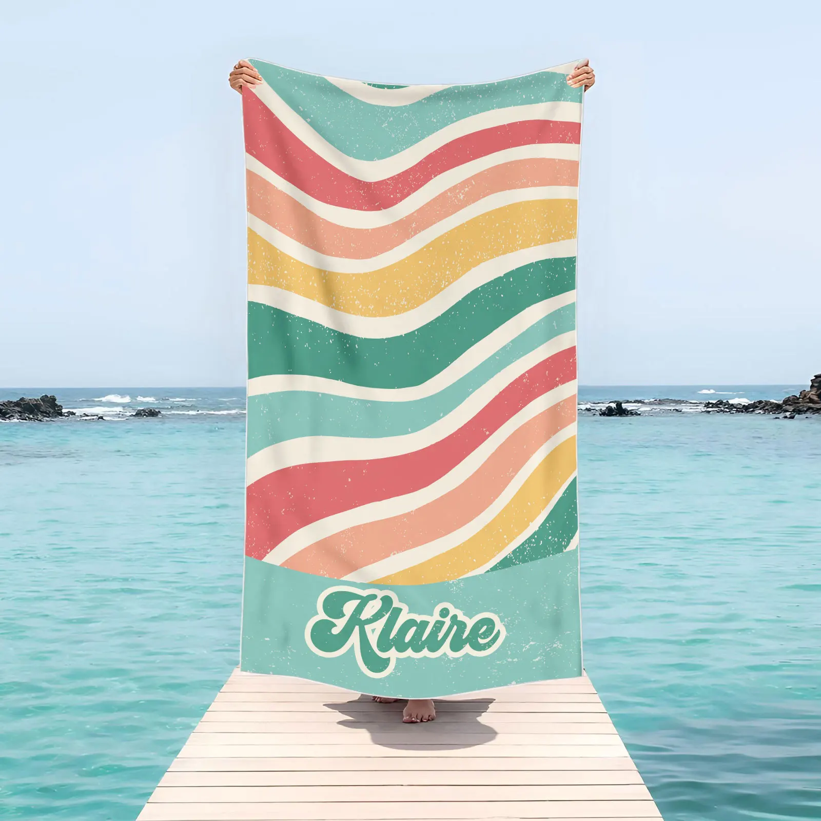 Custom Name Irregular Stripes Beach Towel 4 | Custom Name Irregular Stripes Beach Towel 4