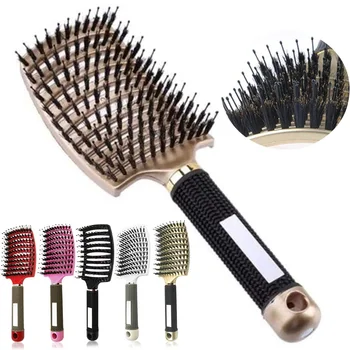 Spazzola per capelli pettine per massaggio del cuoio capelluto spazzola per capelli setola e Nylon spazzola per capelli riccia bagnata districante per strumenti per lo Styling dei parrucchieri del salone