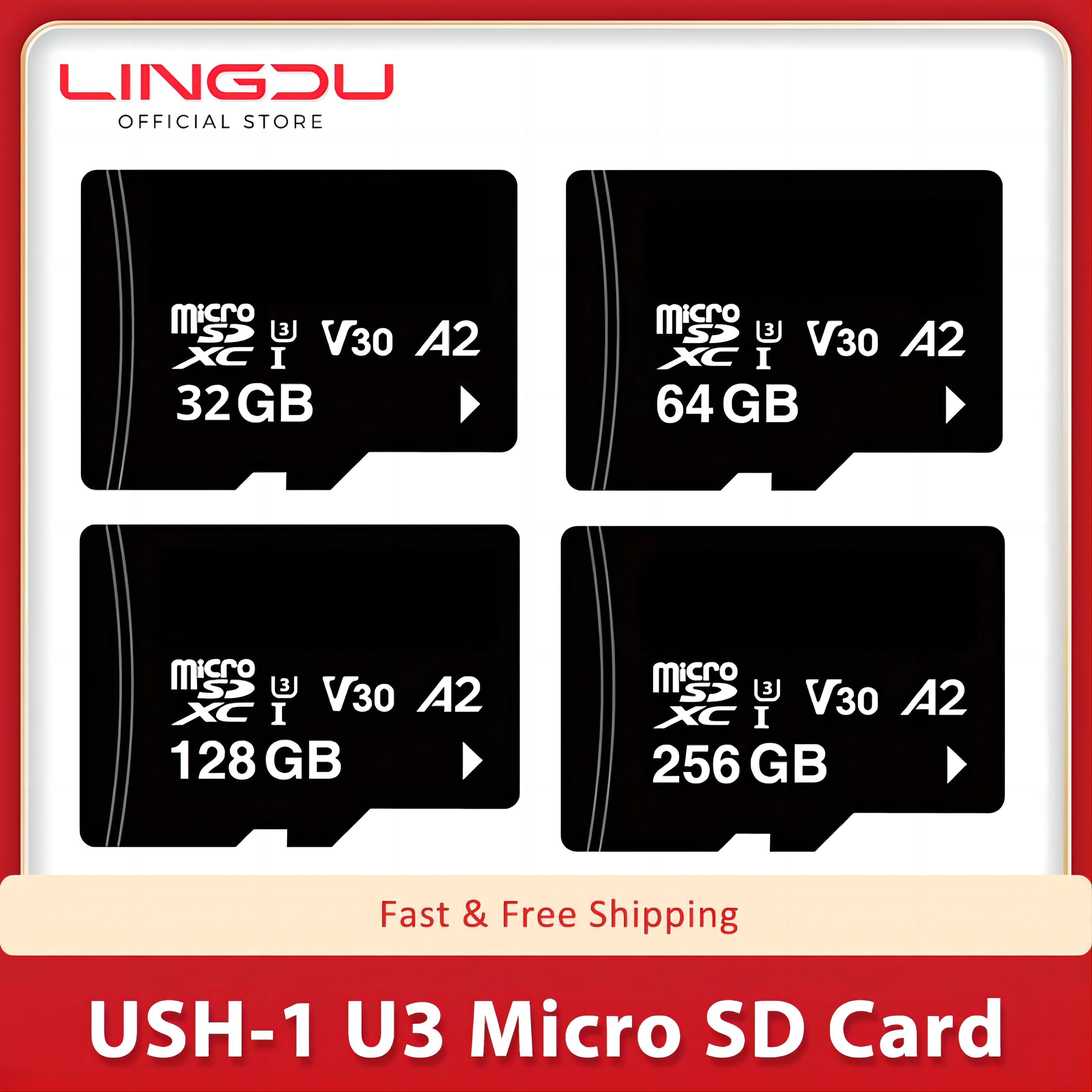 Original Flash Micro SD Card 32GB 64GB 128GB 256GB High Speed Memory Card USH-3 TF Card For LINGDU Dash Cam Adapters Class 10