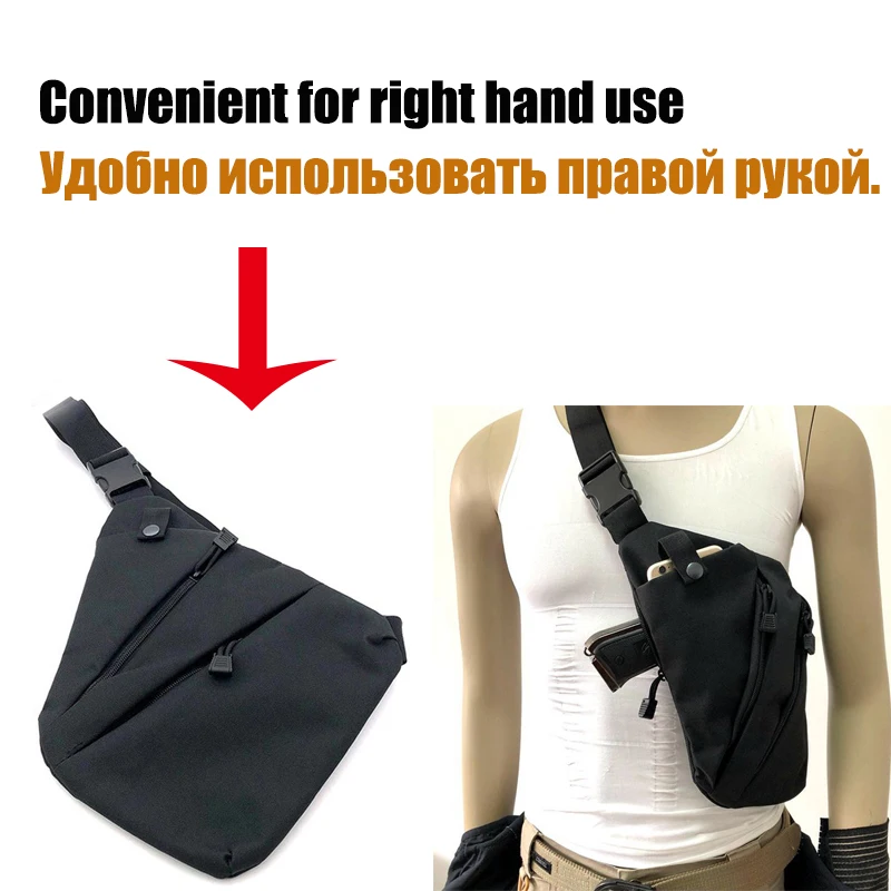 Molle 전술 숄더 백 오른쪽 왼손 총 홀스터 권총 팩 전화 주머니 남성 캠핑 여행 사냥 슬링 배낭