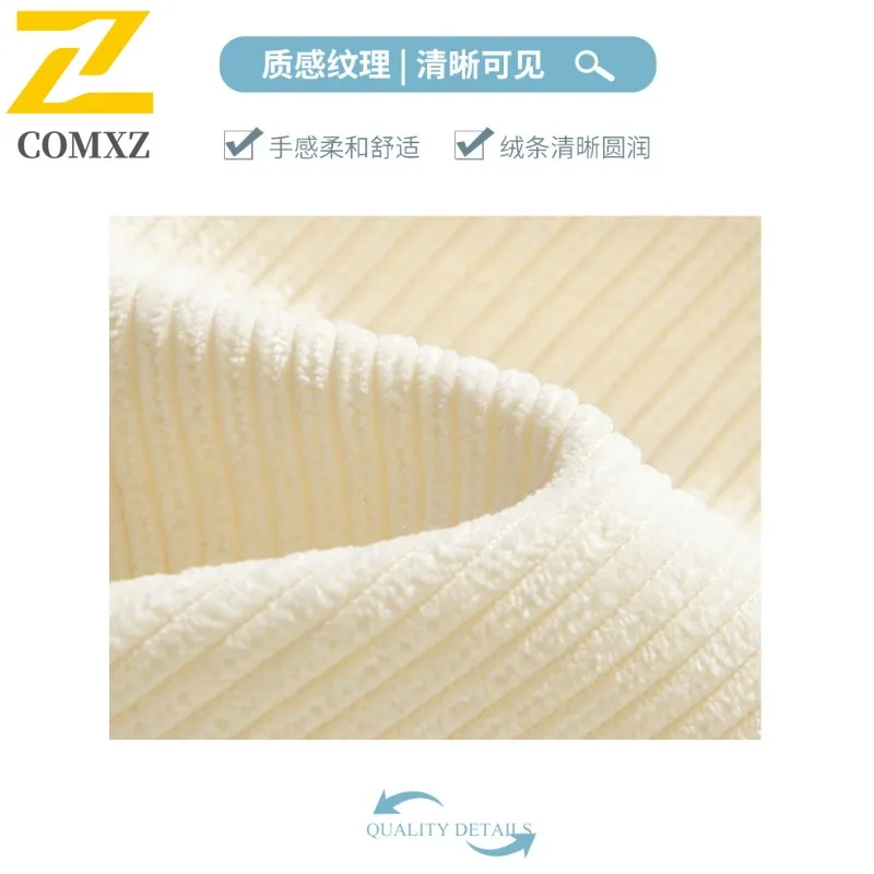 COMXZ 2025 New Unisex Corduroy Cotton Baseball Jacket Academy-Style Winter Coat Thickened Warm Versatile Solid Color windbreaker