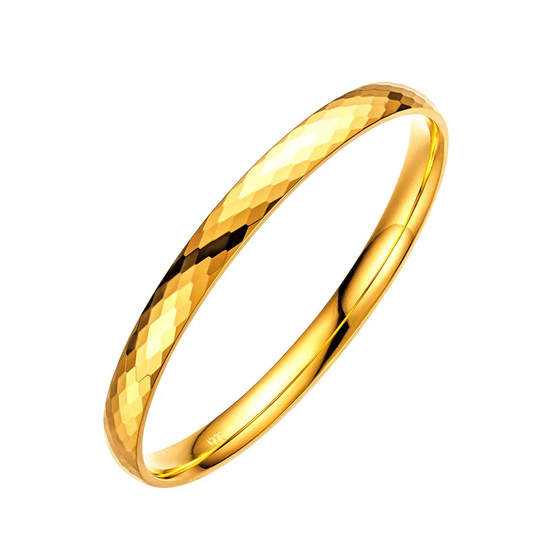 Women 9999 24K Real Gold Multi Section Diamond Laser Bracelet Exquisite Light Luxury Explosive High Gloss Circle Bangles