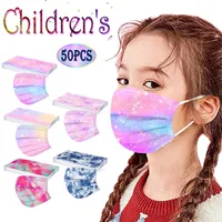 50pc Kids Tie-Dye Gradient Three-Layer Dust-Proof Breathable Disposable Mask Cubre Bocas Desechables Mascara DescartáVel 2