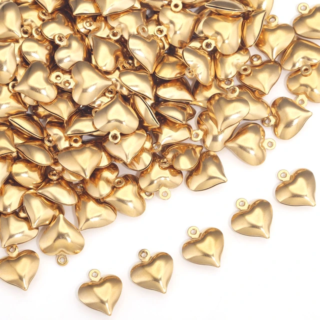 Jewelry Connector Charms,100pcs Gold Plated Heart Star Charm Connectors Alloy Jewelry Charms Pendants for Bracelet DIY Jewelry Crafts Making