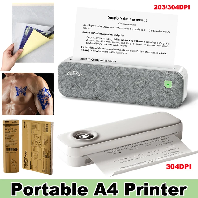 Peripage-Impresora térmica portátil A40 Paperang F2S A4, máquina de  impresión térmica de 304DPI, Bluetooth, PDF, página web, imagen de  contrato, rollos de tatuaje - AliExpress