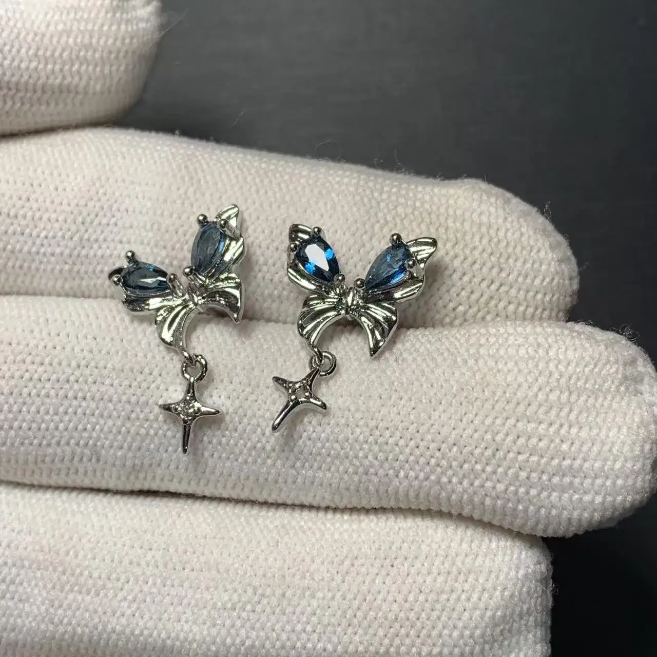 5MM Natural Blue Topaz Stud Earrings For Women 925 Sterling Silver Jewelry Gift Simple Peridot Jewelry