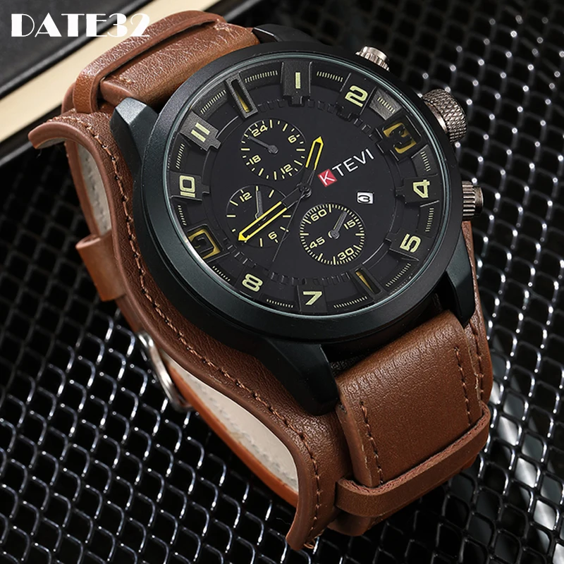 Big Large Bracer Watch for Men Vintage Steampunk Black Punk Gothic Man Wristwatch Bracelet Quartz Watches Hip Hop Male New Clock