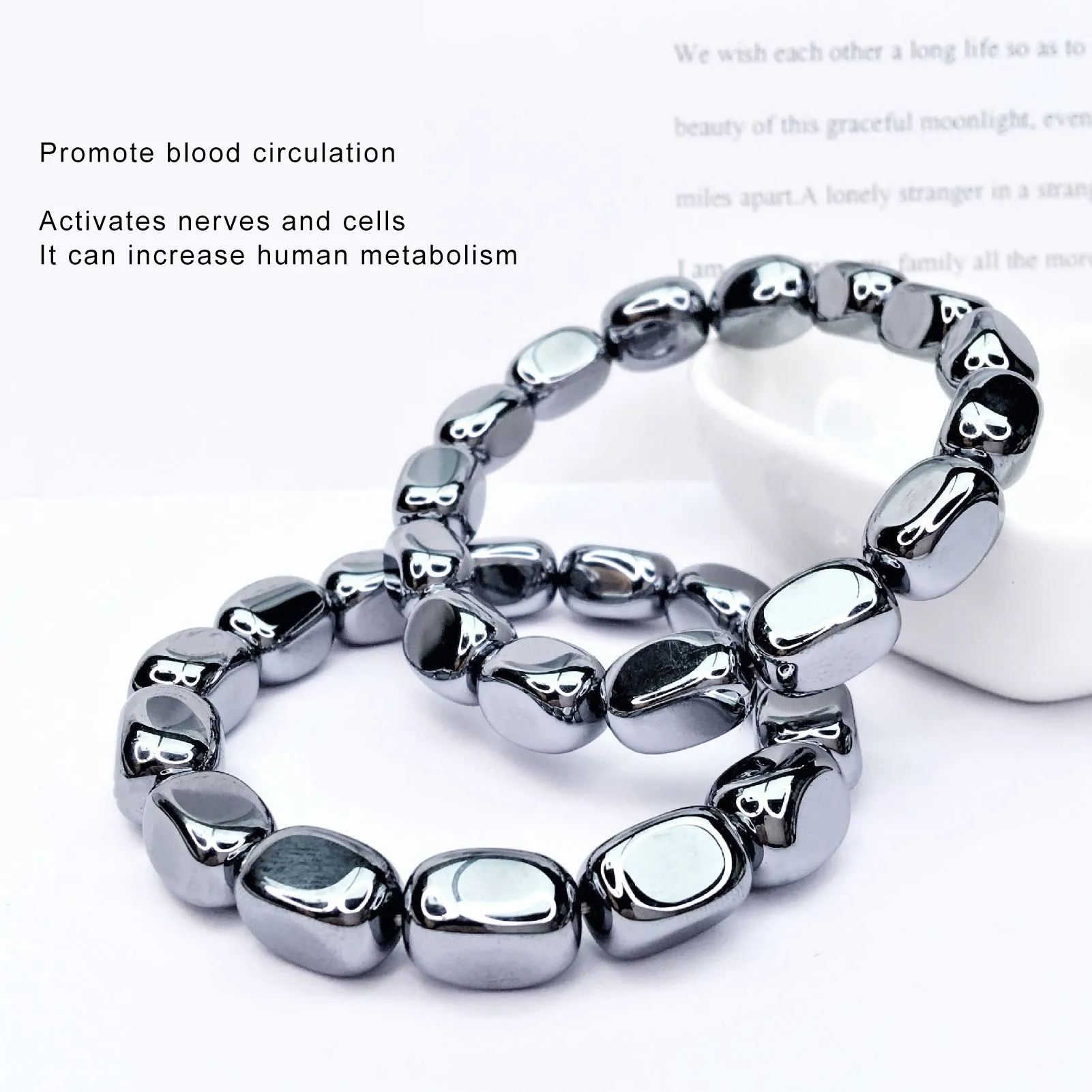 Terahertz Bracelet Energy Stone Loose Elastic Natural Beads for Women Men