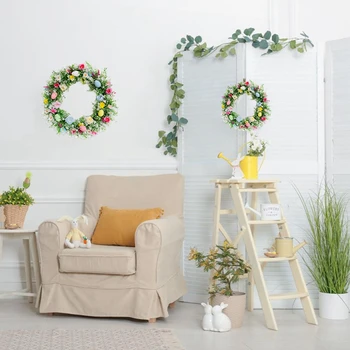 45m New Artificial Flower Front Door Wreath Tulip Lavender Winter Jasmine Wreath Wedding Home Decor 3