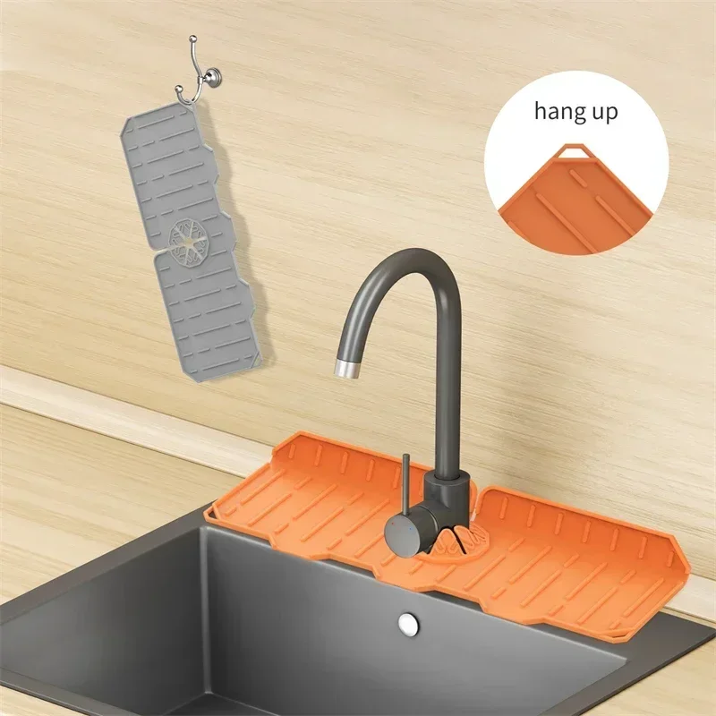 Silicone Kitchen Faucet Mat For Sink Sponge Drain Rack Foldable Sink Mat Faucet Splash Catcher Bathroom Countertop Protector faucet absorbent pad