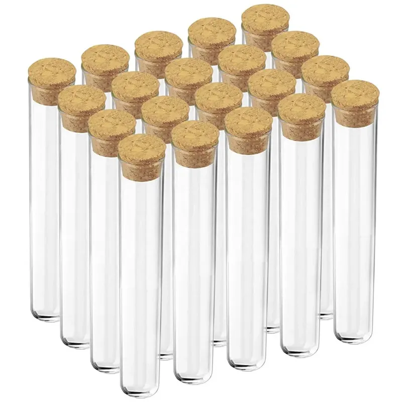 

10Piece Diameter 20mm Glass Flat Bottom Test Tube With Cork Stopper Clear Laboratory School Educational Supplies with low Price