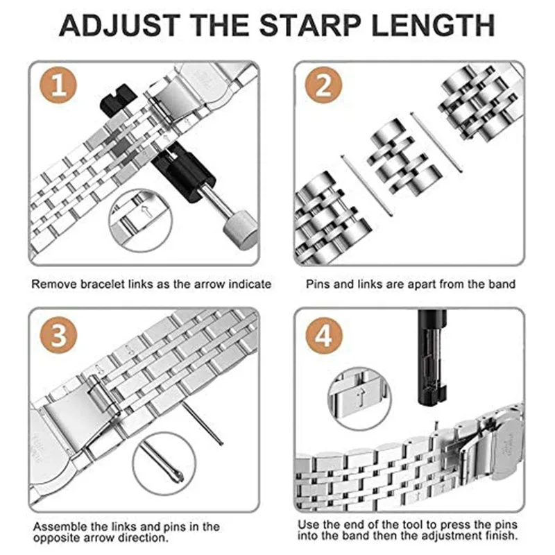 Premium Stainless Steel Watch Band - 20/22mm Adjustable Metal Strap Bracelet