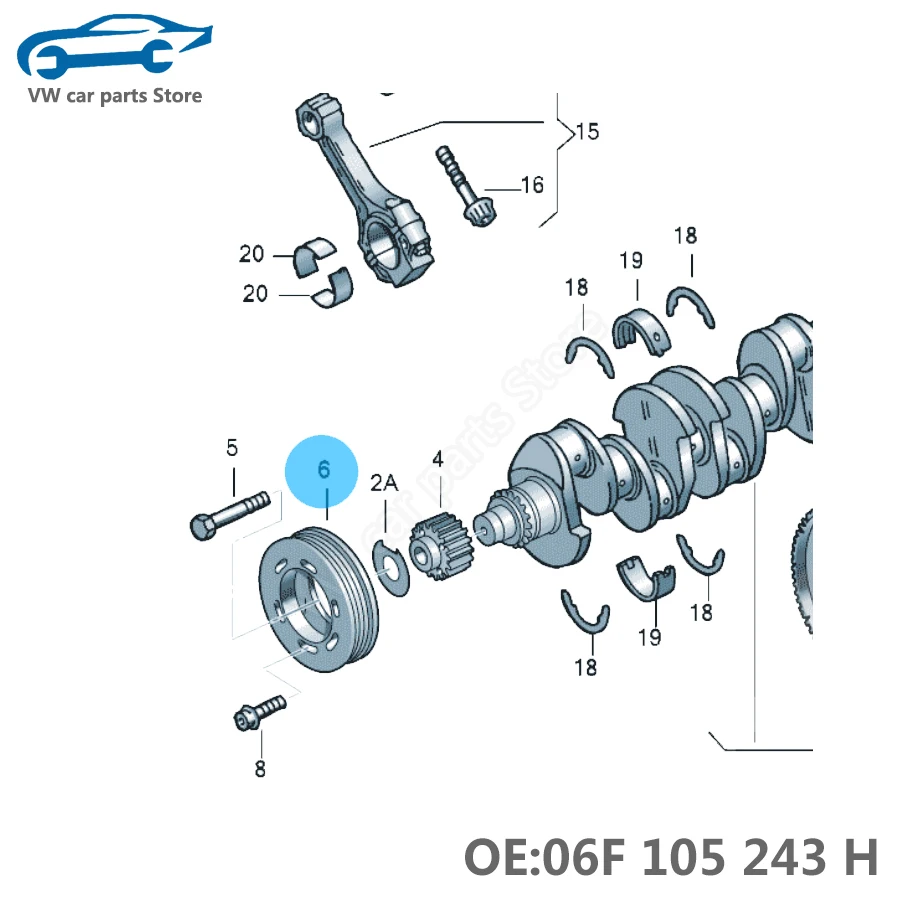 06F105243H ƿ A1 A3 A4 A6 TT VW  MK5 GTI EOS Jetta Altea EA113 2.0T 06F 105 243 J  ο ǰ ũũ Ʈ Ǯ