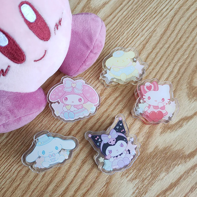 

Sanrio Anime Figure Hello Kitty Kuromi My Melody Cinnamoroll Kawaii Sanrio Acrylic Clip Accessories Cute Toys for Girls Gift