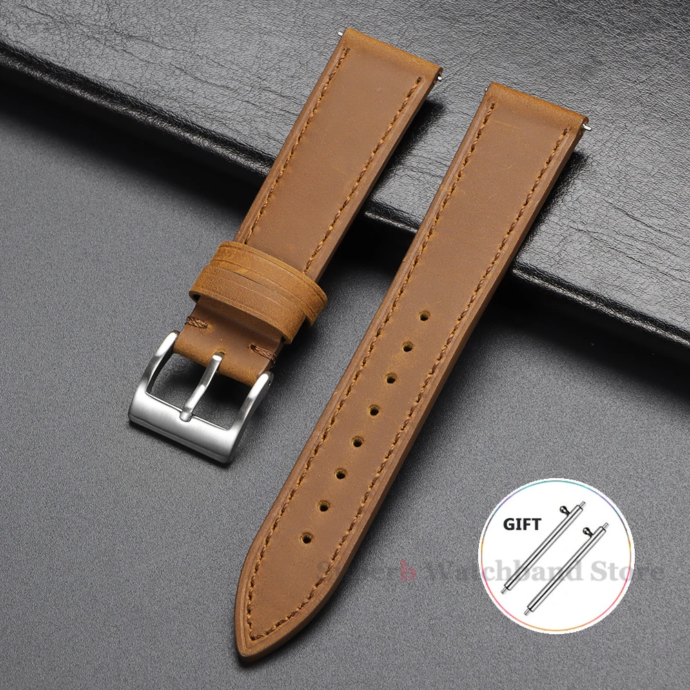Vintage Retro Genuine Leather Watch Band - Quick Release Soft Strap