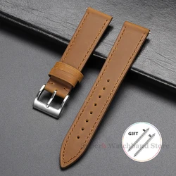 Vintage Retro Genuine Leather Watch Band - Quick Release Soft Strap - 18mm (Light brown)