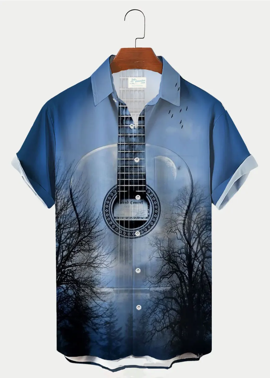 Violin Harajuku Men's/Women's Shirt 3D Printed Short Sleeve Shirt Summer Hawaiian Beach Style Top Lapel Shirt 6