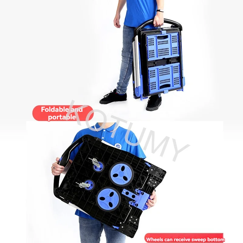 1 Basket/2 Baskets/3 Baskets New Double Decker Folding Carts Lightduty Aluminum Shopping Carts With Storage Crate